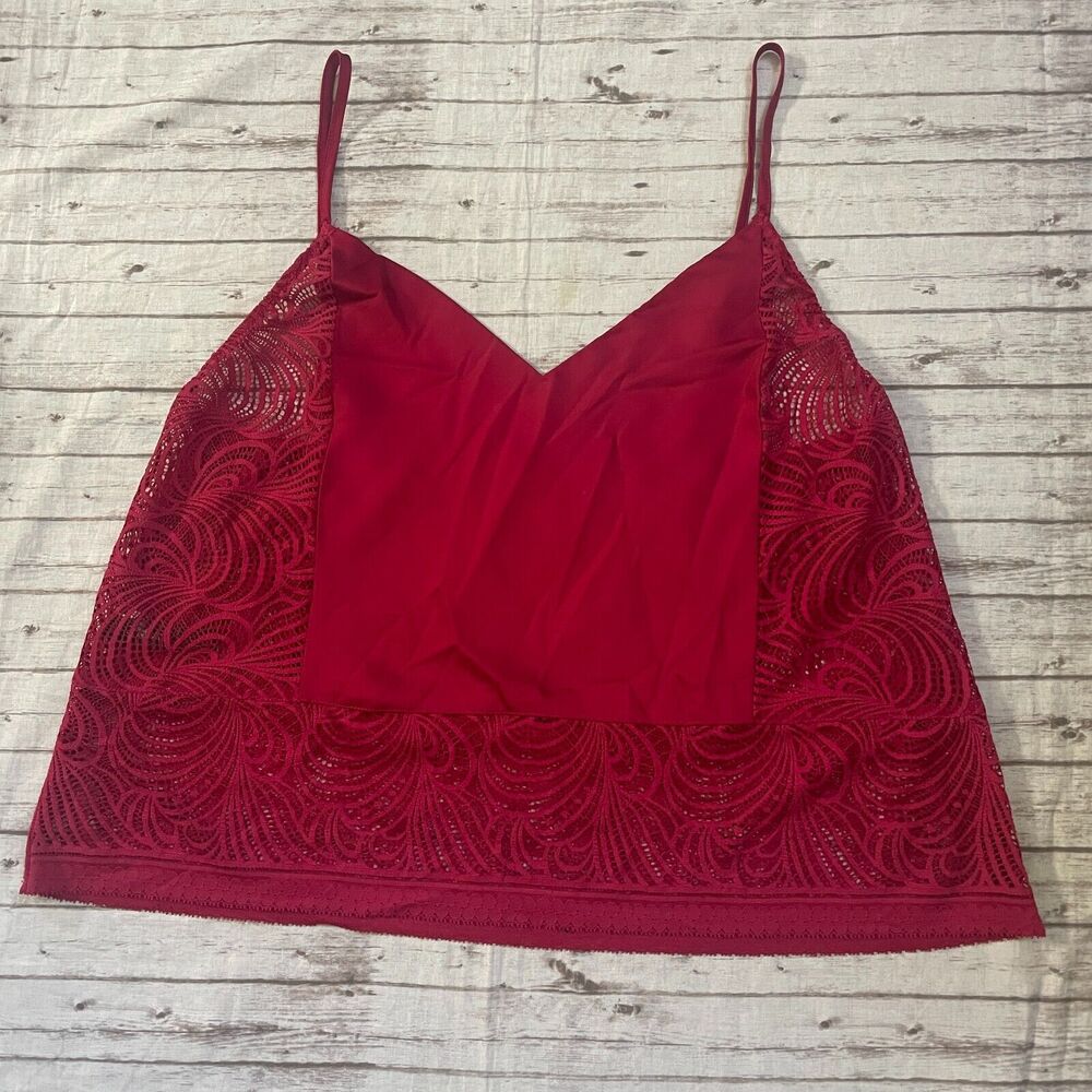 Soma Intimates Women's Sz Medium Red Lace Trim Spaghetti Strap Camisole Cami Top